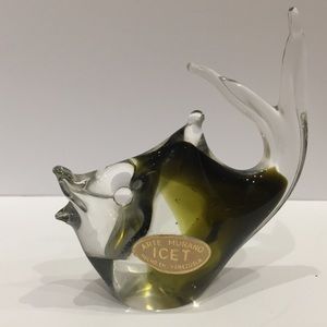 Arte Murano ICET glass fish figurine, Venezuelan